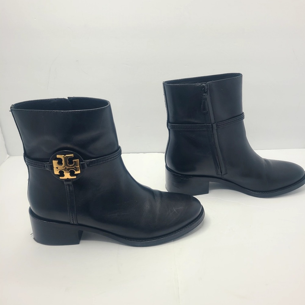 Tory Burch Miller 45MM Ankle Bootie Calf Leather Perfect Black 61151 Size 10.5 - Picture 2 of 11